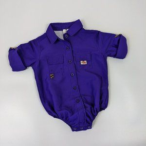 Bull Red Button Up Vented Fishing Infant One Piece